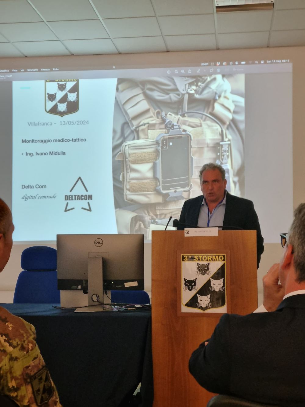 Intervento sul monitoraggio medico-tattico al 3° Stormo dell'Aeronautica Militare, Villafranca 2024